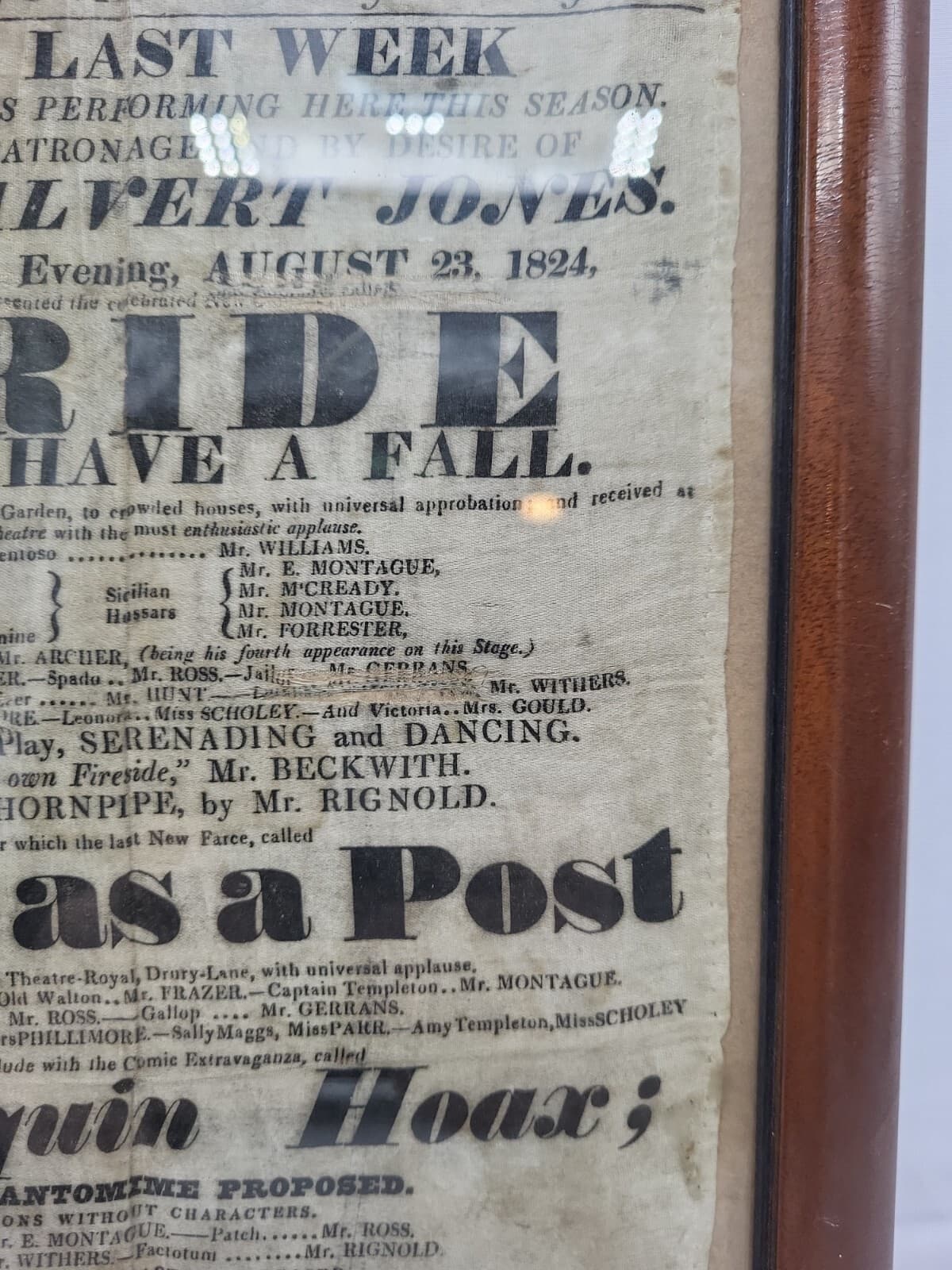 THEATRE SWANSEA BY AUTHORITY 1824 THE LAST WEEK MRS CALVERT JONES SHOW BILL ADD 4