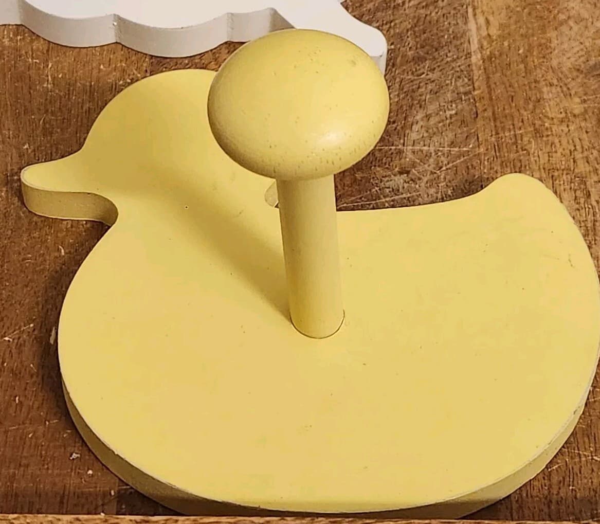 Vintage Pottery Barn Kids Yellow Duck, White Sheep /  Lamb Wall Hooks  2