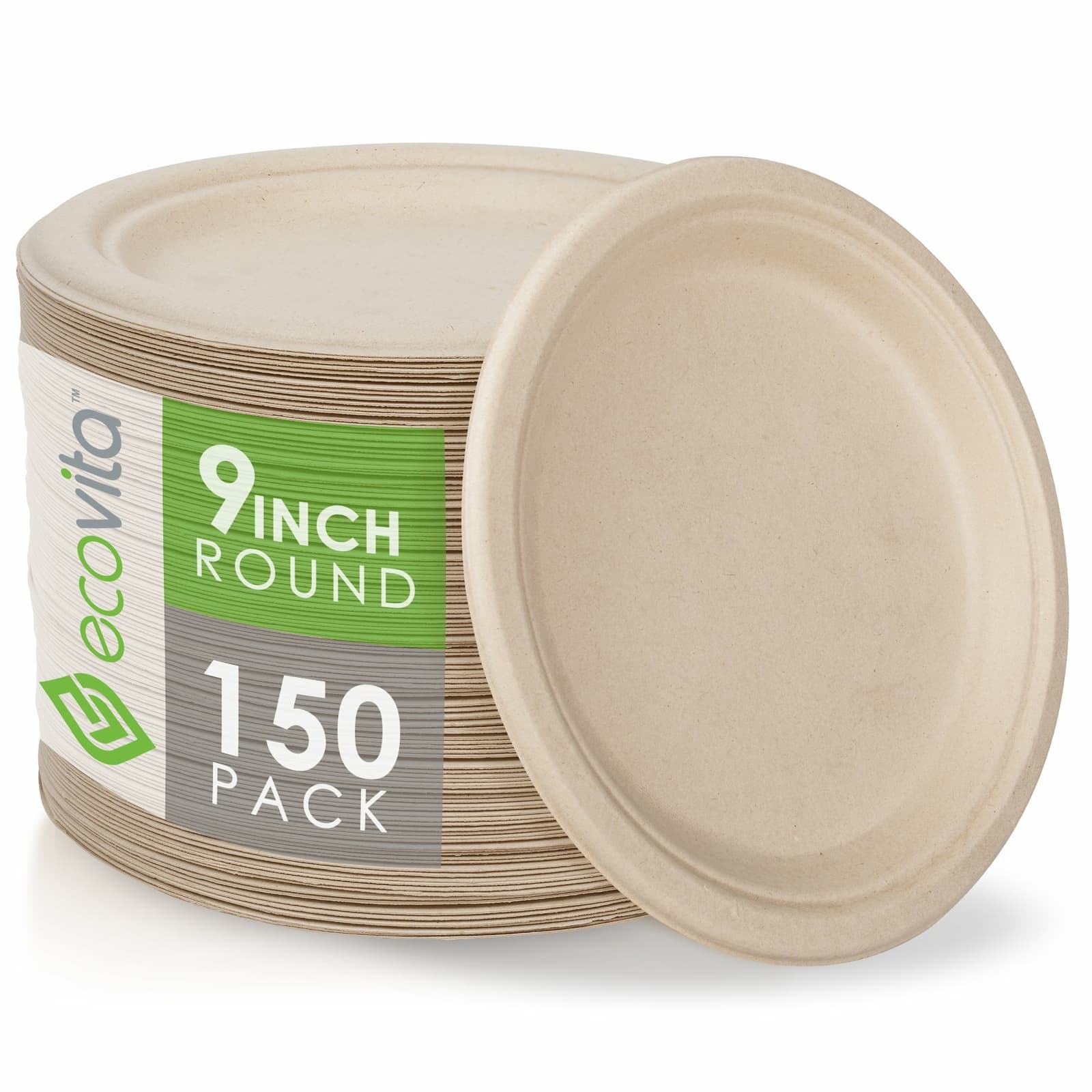 100% Compostable Paper Plates [9 in.] – 150 Disposable Plates Eco Tree Free