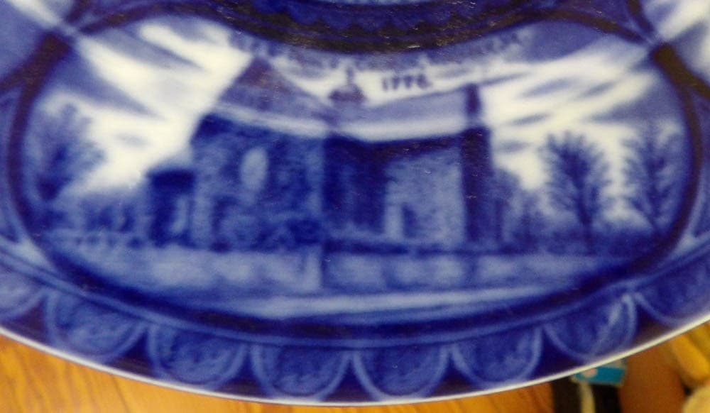 1907 Royal Stafford. Eng. Flow Blue Bird's Eye View Jamestown Exposition Plate 6