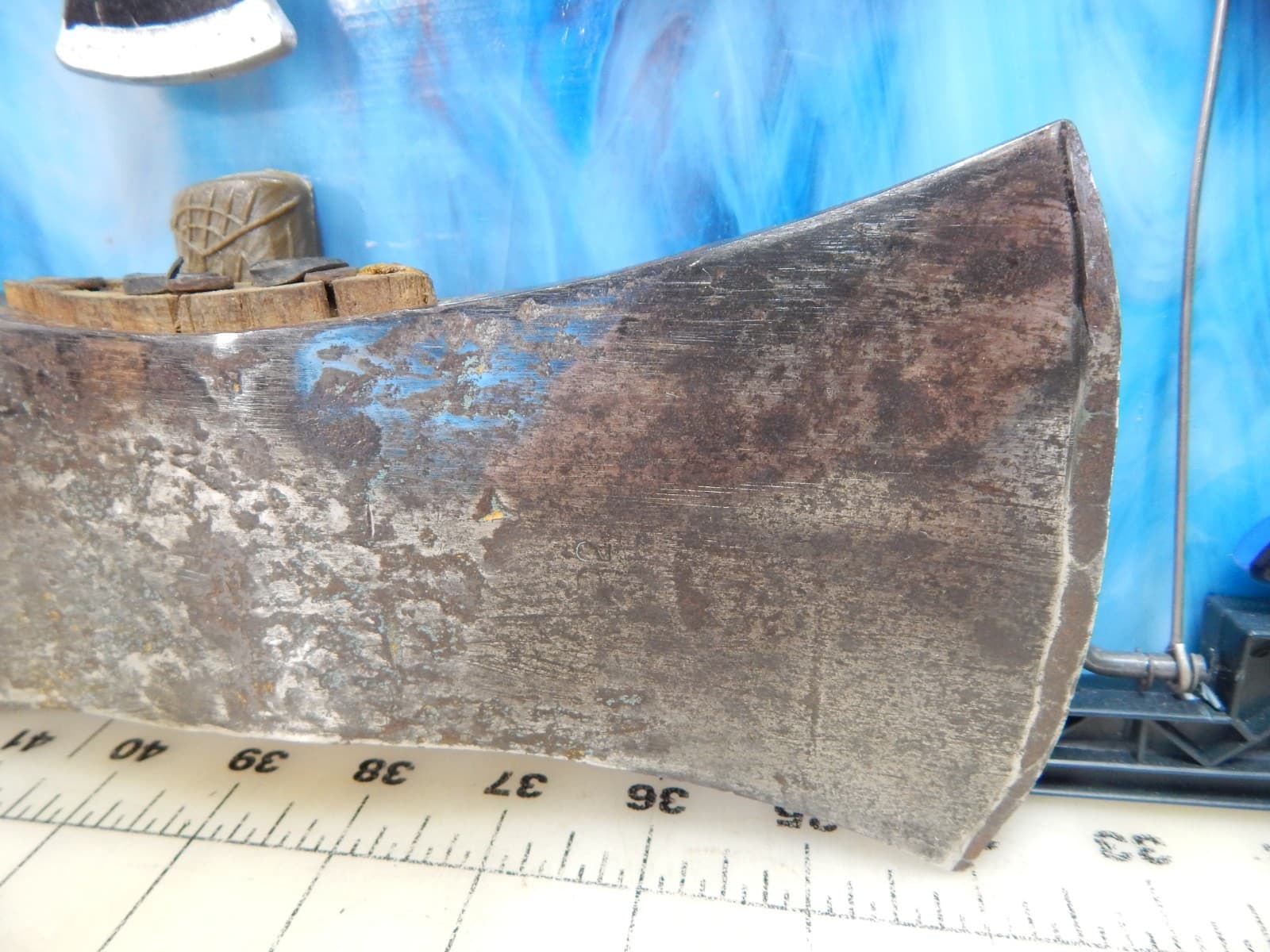 Double bit Vintage axe Head Swamping reversible pattern Blue Forest King ,  32 3