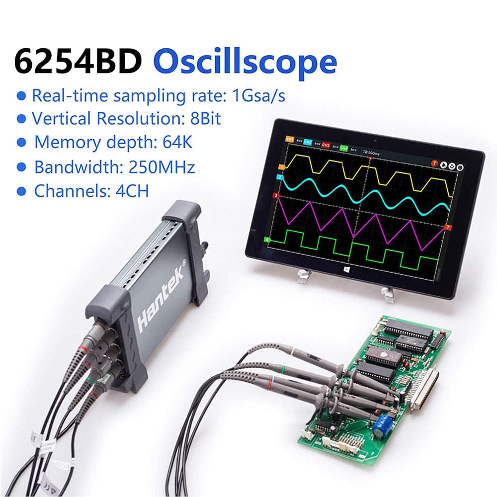 HANTEK 4CH Oscilloscope 6254BD Waveform Generator 250MHz Bandwidth 1GSa/s Sample 5