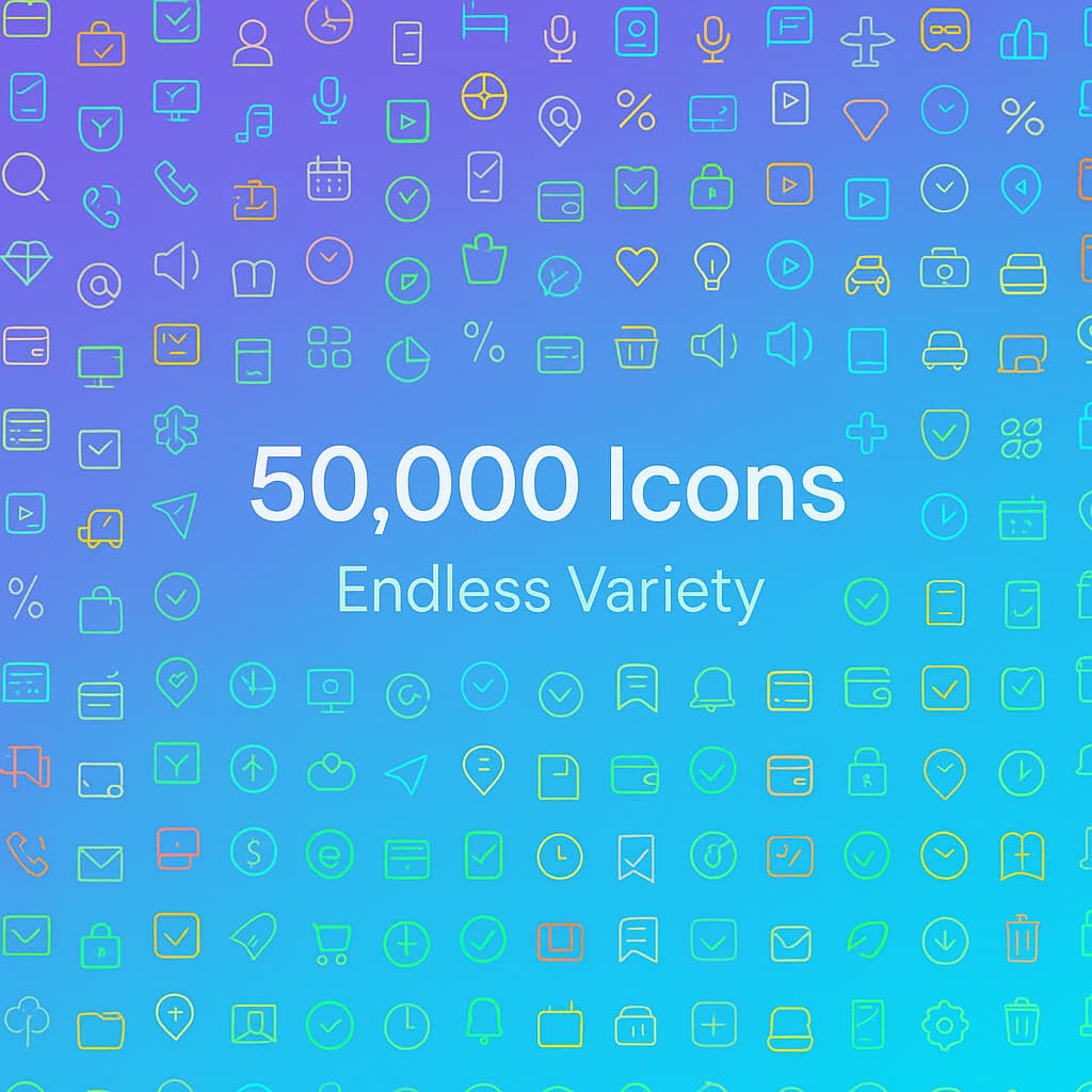 50,000 Premium Modern Icons Pack | High-Quality Digital Download | For Designers 2