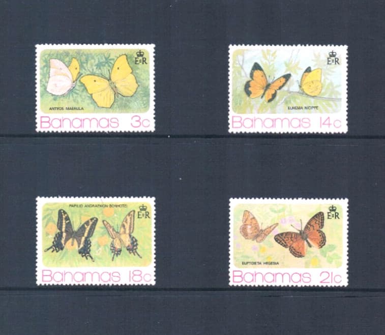 $5.15 Scott Value - 1975 BAHAMAS Butterflies Caribbean Wildlife CV MNH NH UMM 3