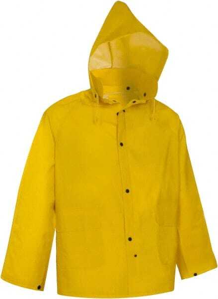 PRO-SAFE Waterproof Yellow PVC Rain Suit with Bib Pants & Detachable Hood: Si... 3