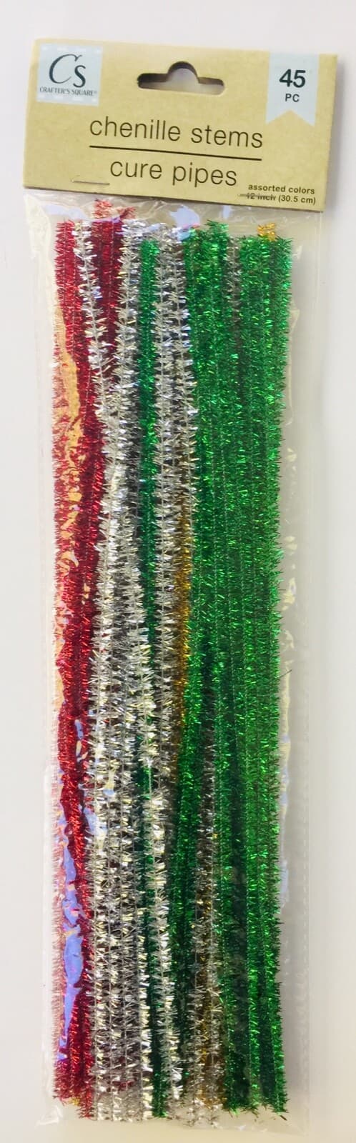 45 Chenille Tinsel Stems Pipe Cleaner 12” Craft Silver Gold Red Green Mix CHOOSE