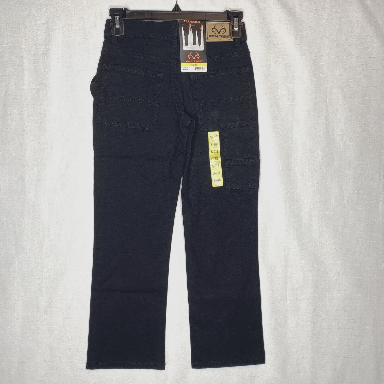 REALTREE Boys/Youth Canvas Carpenter Pants Size Small 7/8 - Black New 2