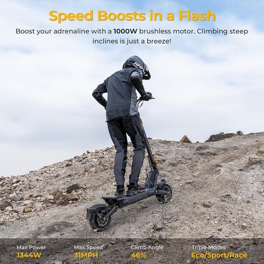 Ausom L2 Max Adult Electric Scooter 1000W Motor E-Scooters,Front/Rear Disc Brake 3