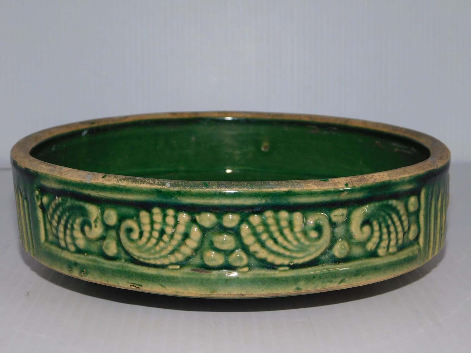 BRUSH MCCOY GREEN SHELL LOW BULB PLANTER #295 2