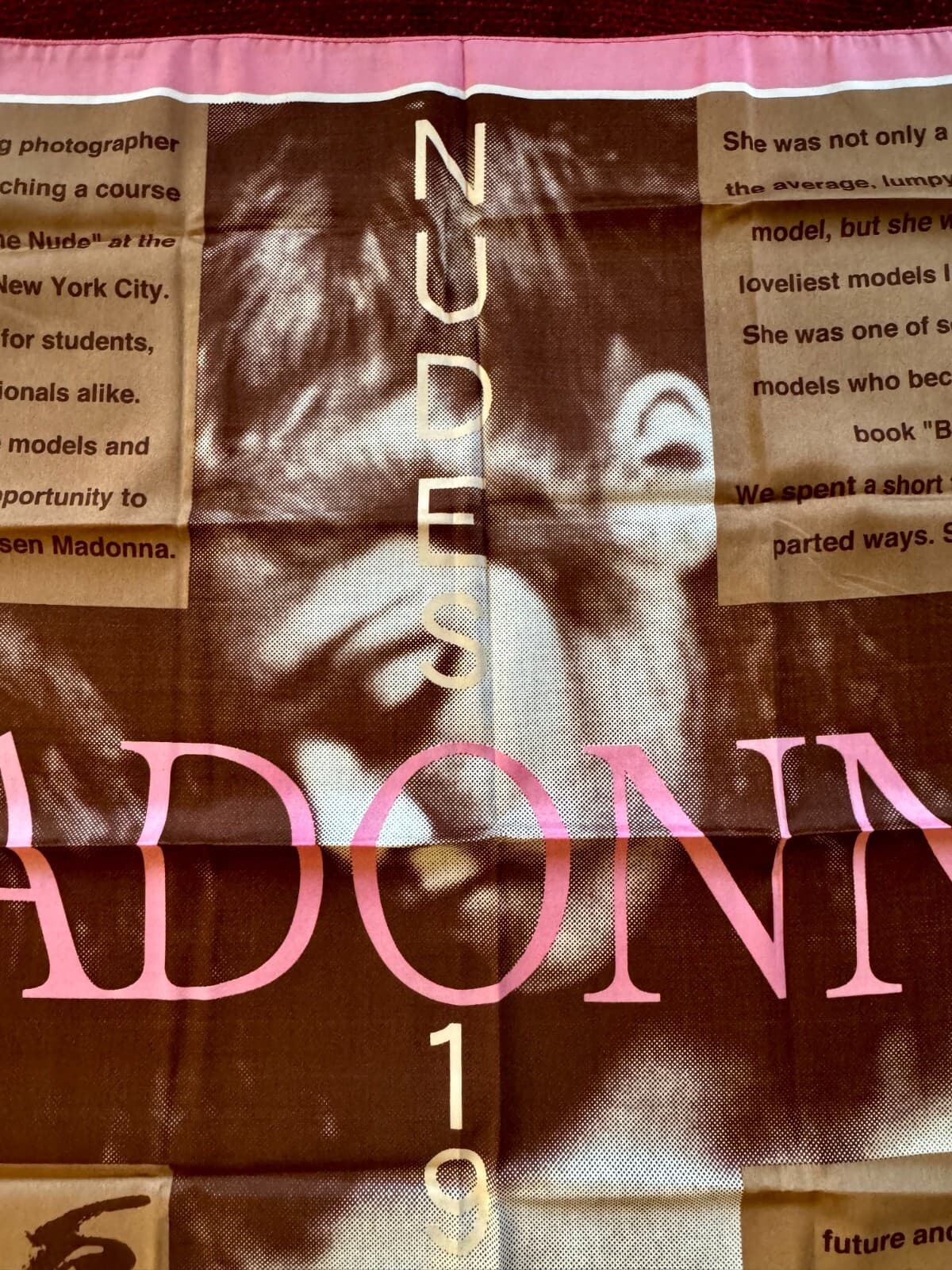 MADONNA SEALED  PINK  NUDES 1979 JAPAN SILK SCARF HOLY CROSS OFFICIAL TAG PROMO 4