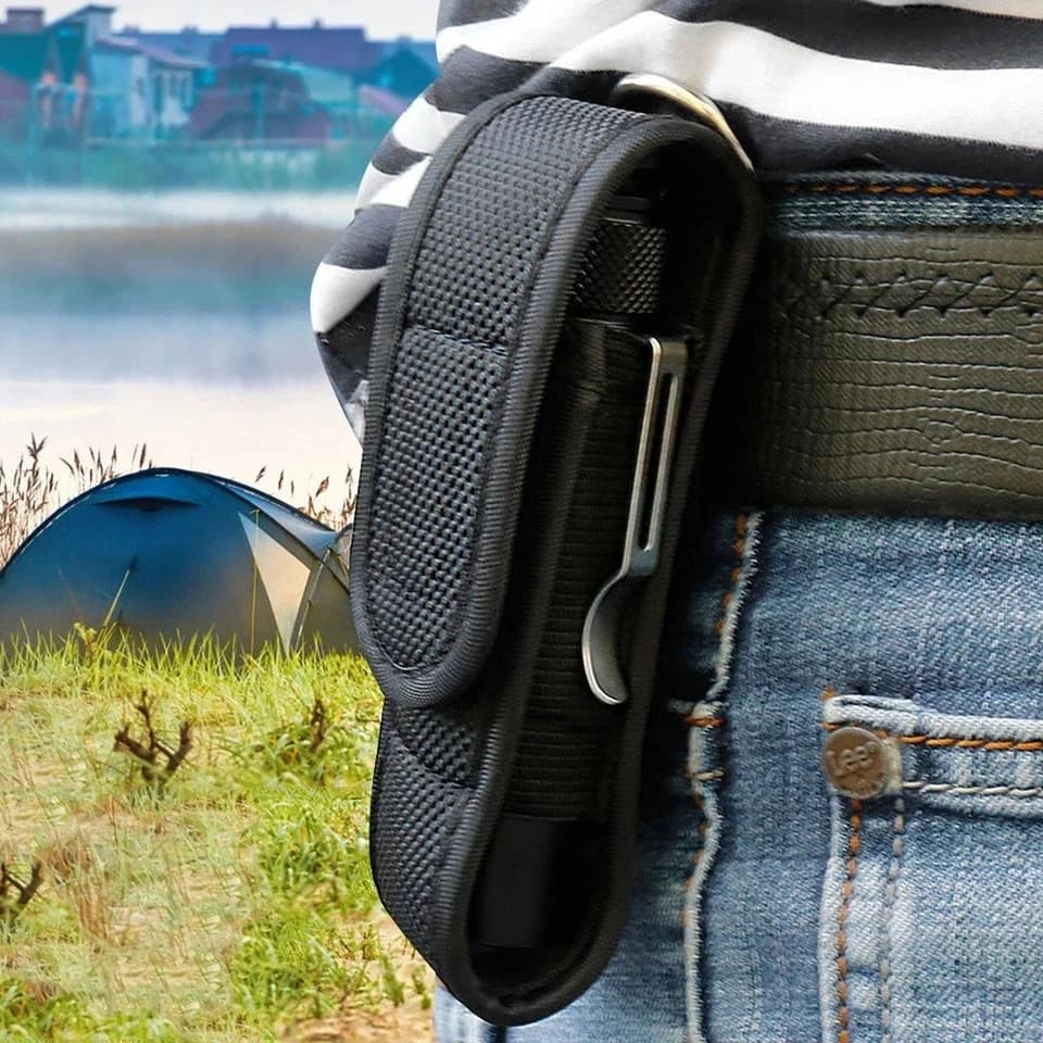 Waterproof Flashlight Holder Nylon Belt Holster Flashlight Torch Case Pouch 2