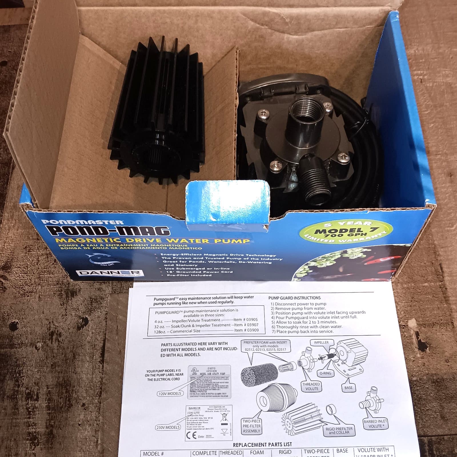 Danner Pondmaster Pond-Mag Submersible Mag Drive Water Pump 700 GPH Model 7 NOB 3