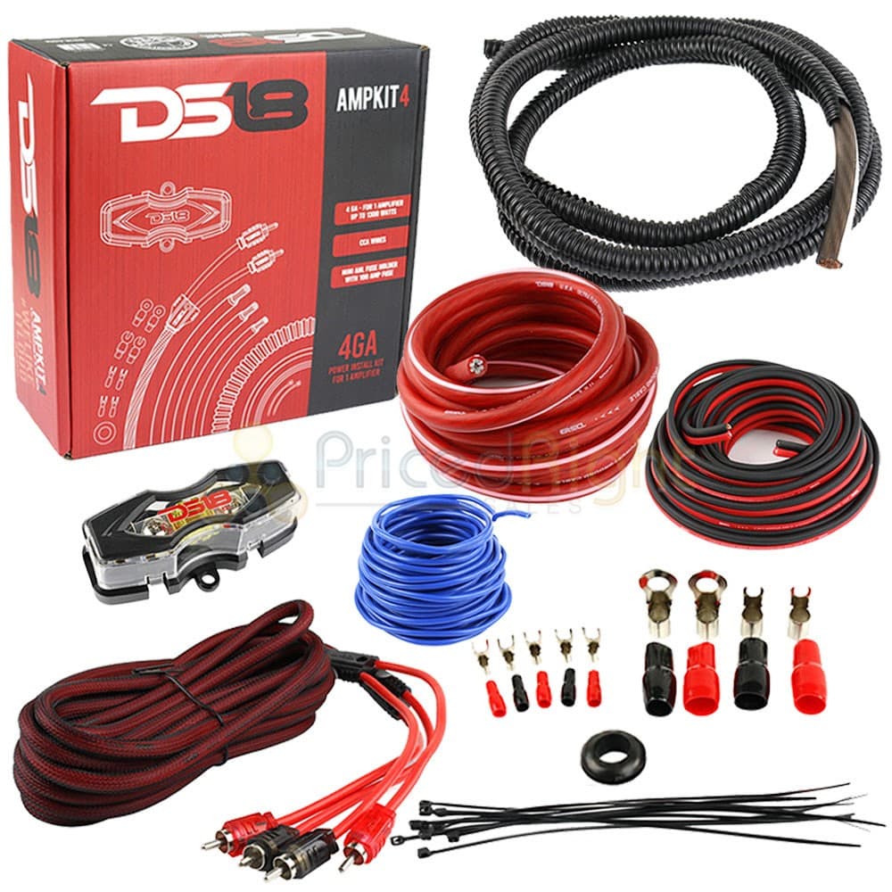 DS18 4 Gauge Amp Kit WIring Amplifier Complete Install Cables AMPKIT4
