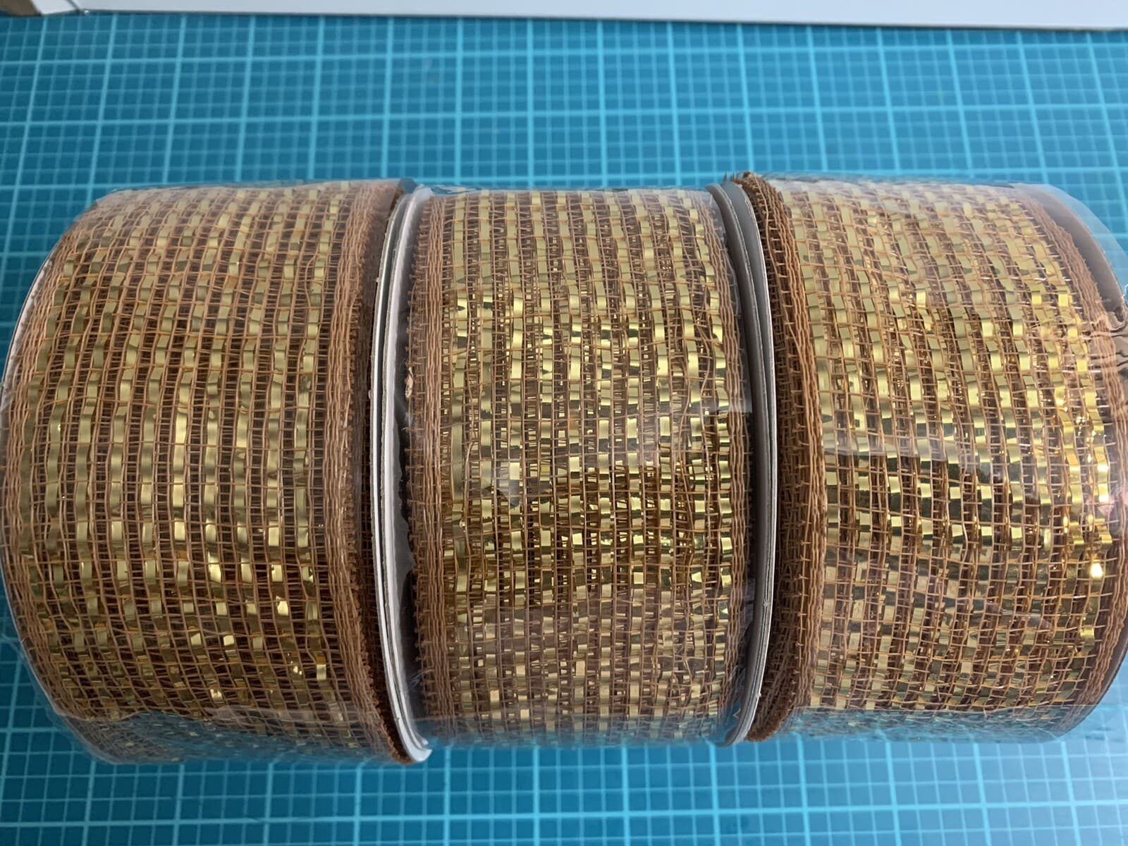 Lot 3 Rolls Fall Deco Foil Mesh 2.5”x 20 Yds Each Foil stripe Wreath Garland New 3