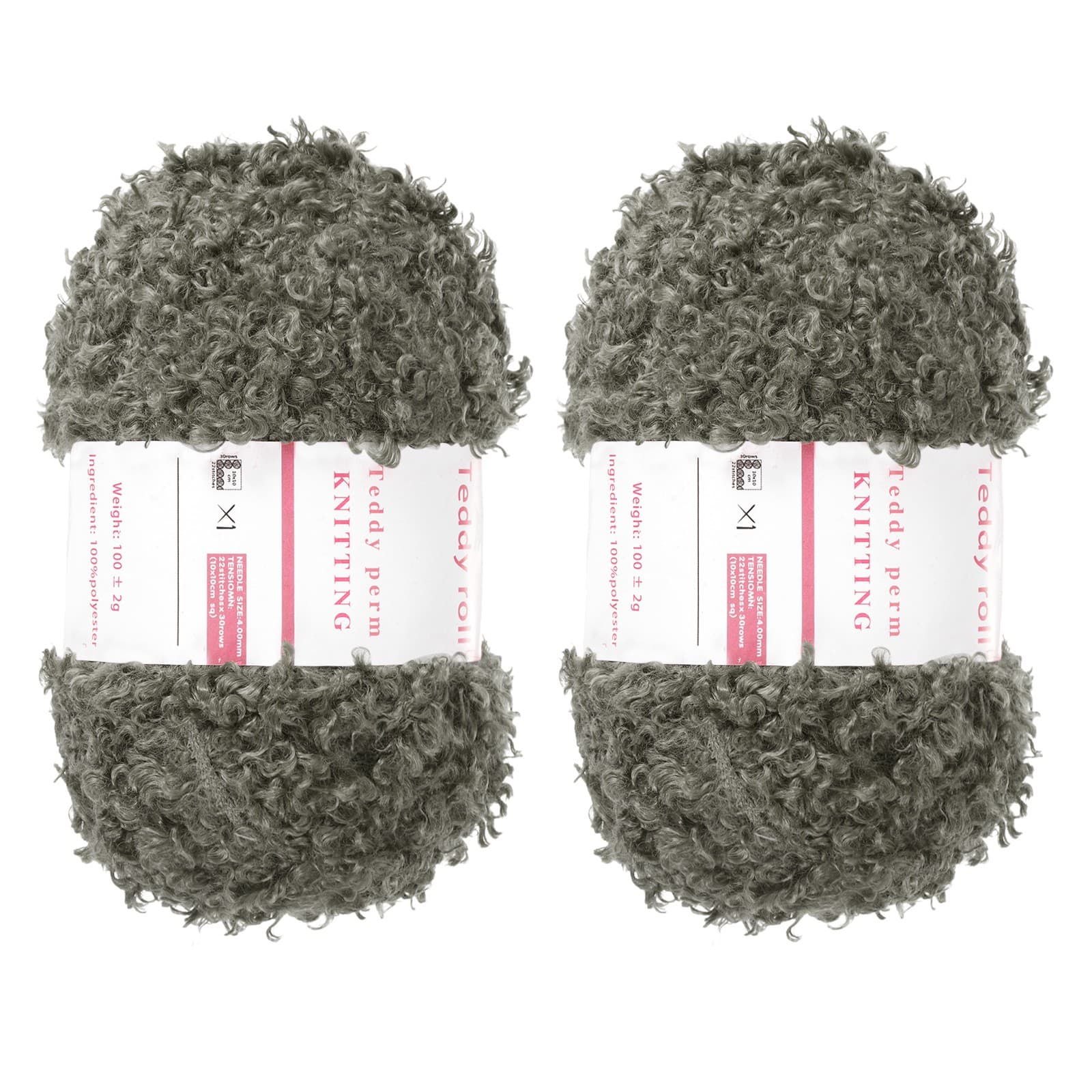 2pcs Fur Yarn Polyester Yarn Fluffy Chunky Yarn Deep Gray for Crocheting,50m