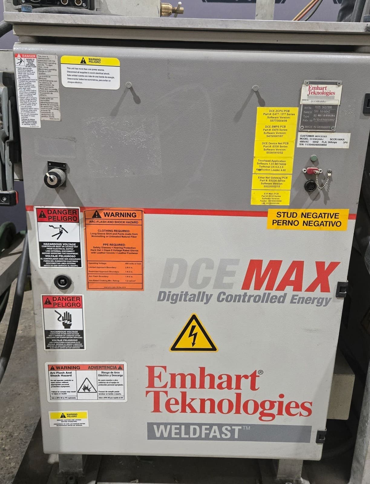 EMHART DCEMAX T025-342/500 Stud Welder Control Station USED 5