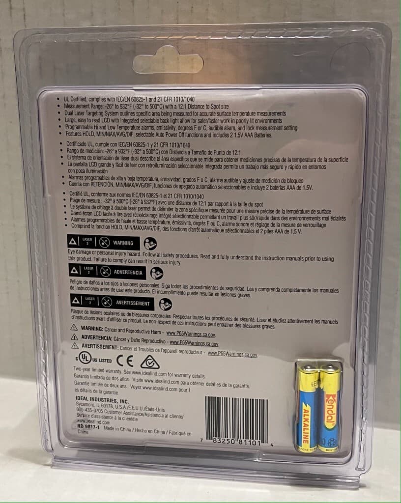 IDEAL 61-847 - Dual Laser Targeting 12:1 Infrared Thermometer NEW 3