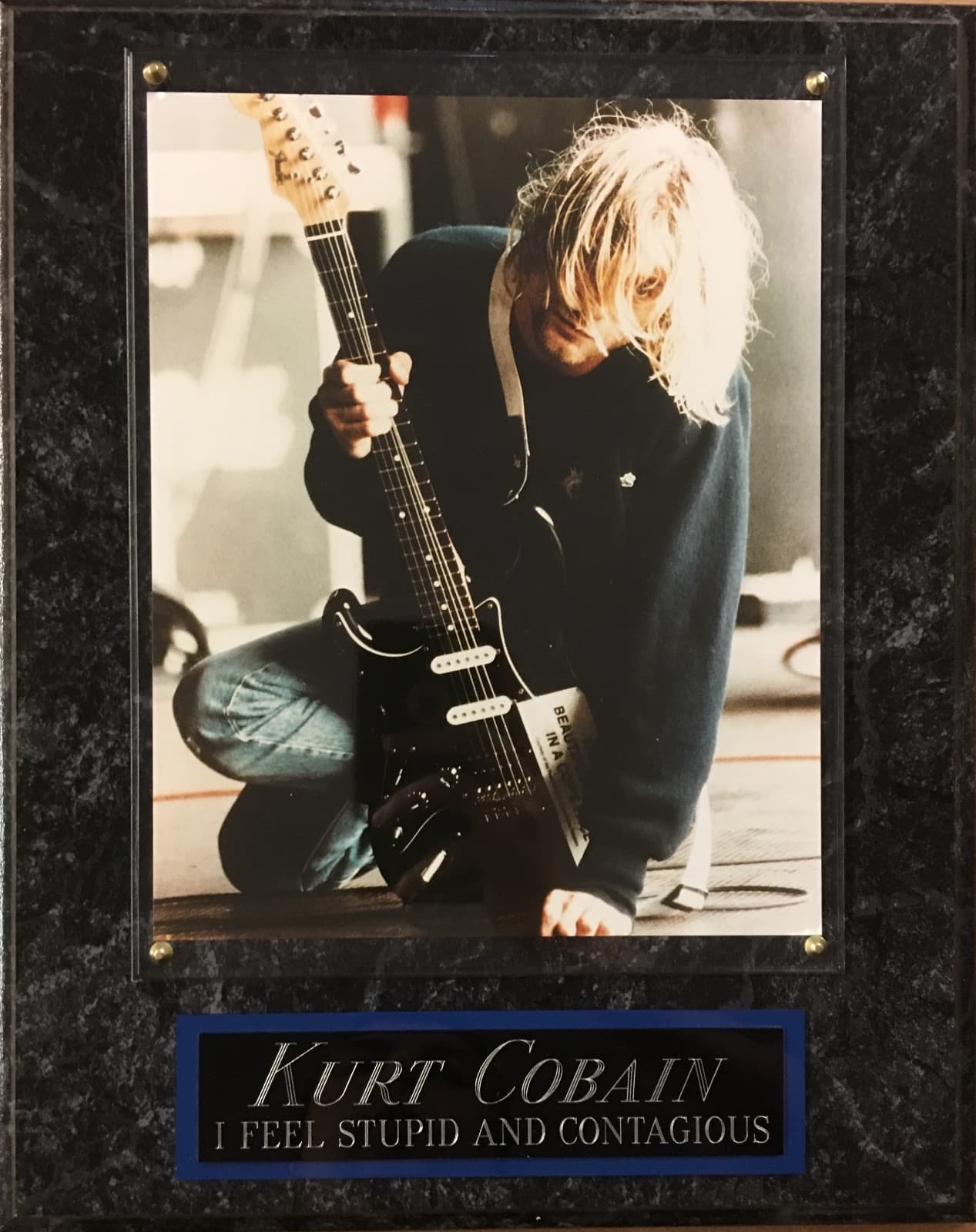 #1 FAN KURT COBAIN NIRVANA FRAMED 8X10 PHOTO-MAN CAVE-12X15 WALL PLAQUE DECOR