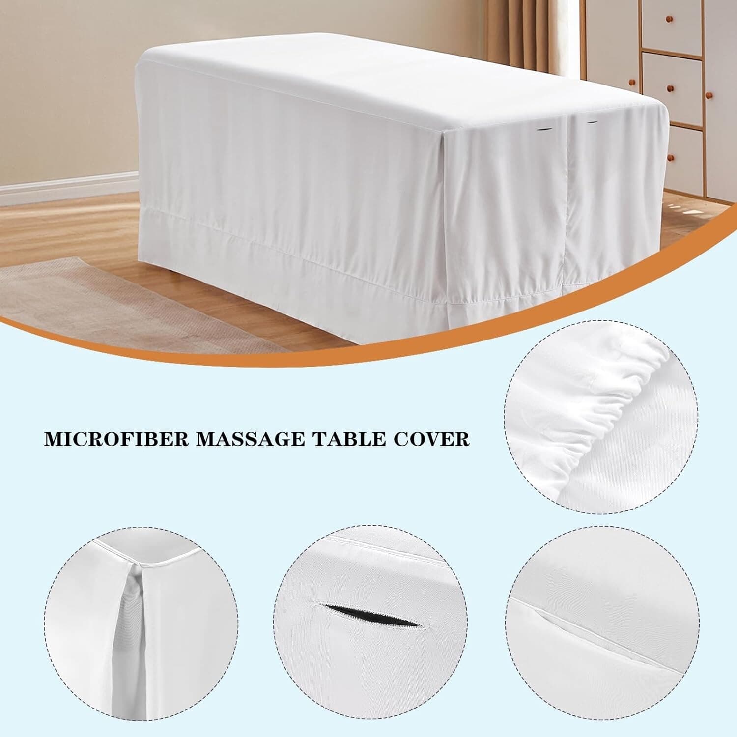 AMZDOTD Microfiber Massage Table Skirt Fits all standard size stationary and por 4
