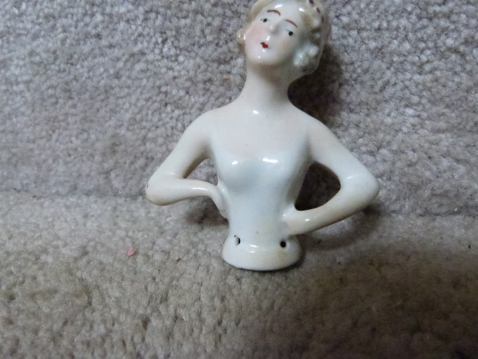 2 VINTAGE Porcelain Half Dolls Flapper Girl Germany 6099 & Japan 3" lot 5