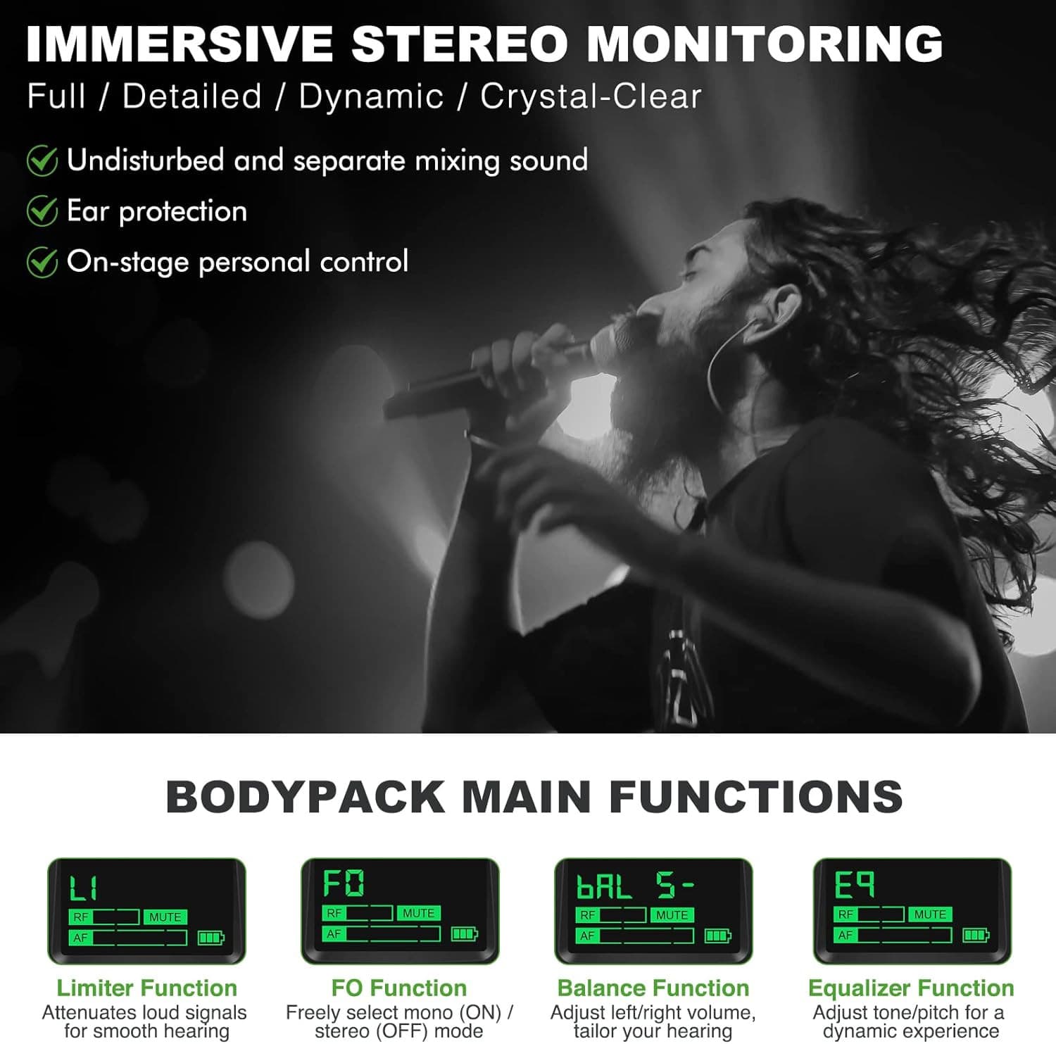 Phenyx Pro PTM-10 Stereo Wireless in Ear Monitor System Bodypack Receiver, Perfo 4