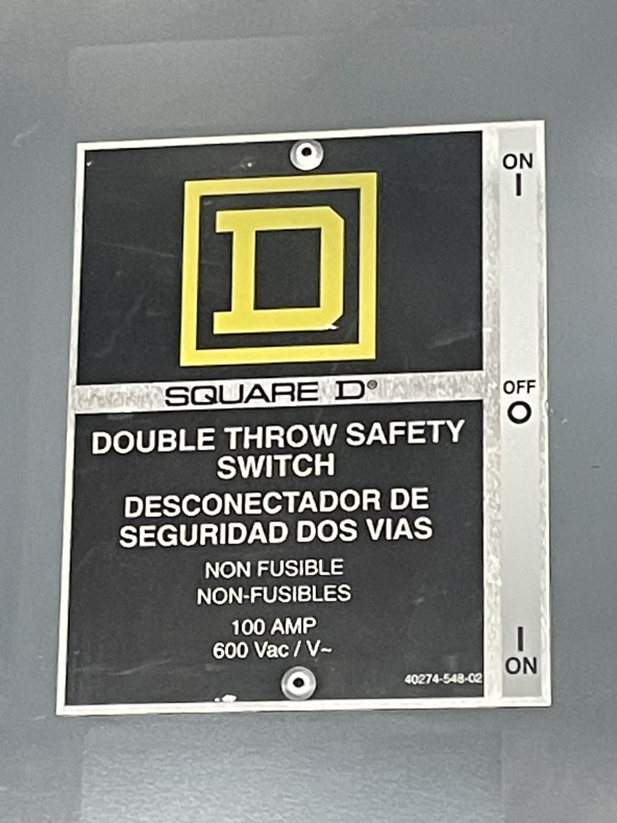 Square D 82343 100-Amp 600-VAC 250-VDC Double Throw Manual Transfer Switch 3-P 2