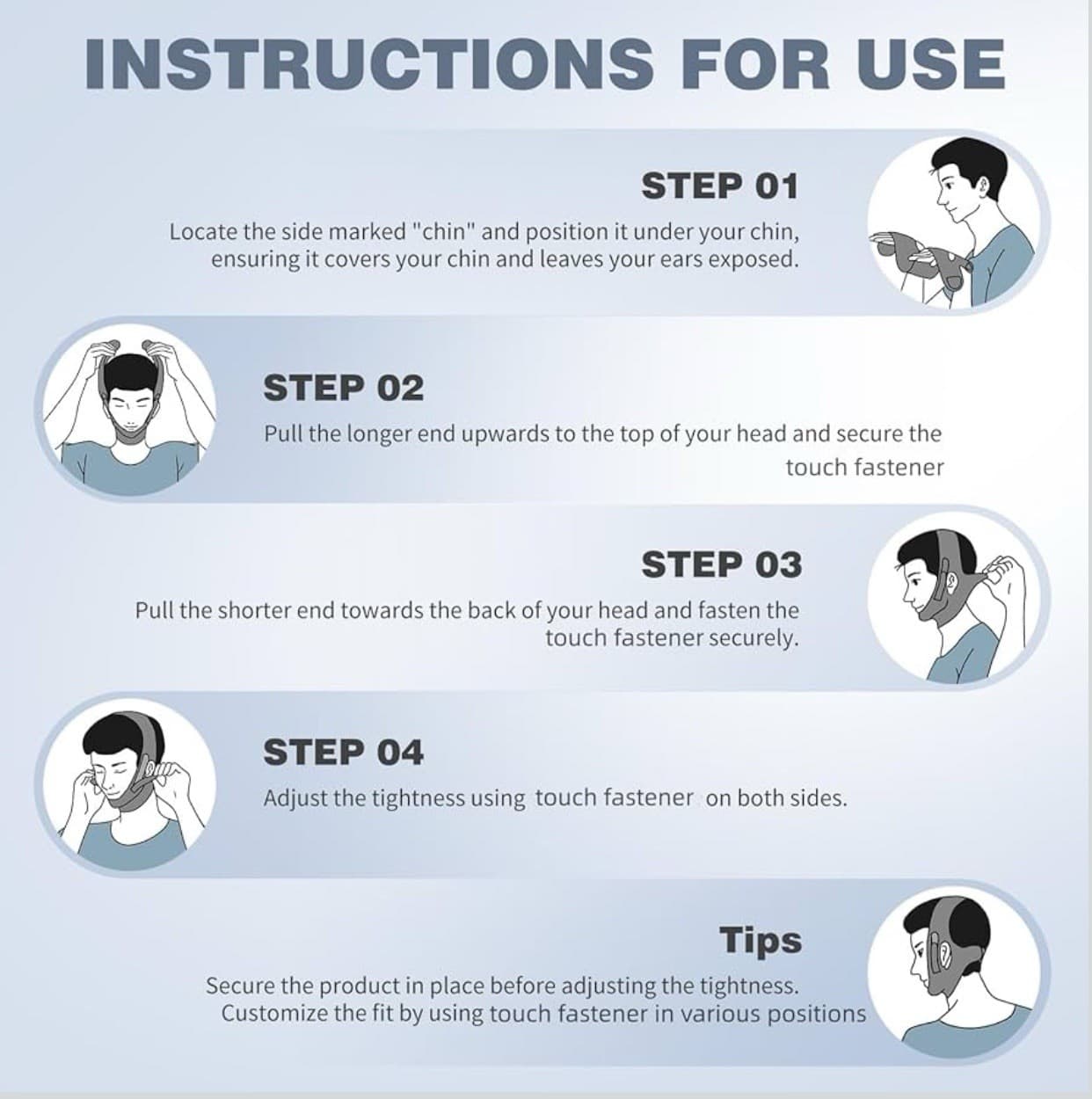 Anti Snore Chin Strap CPAP Users, Adjustable Snore Stopper, Breathable Reusable 3