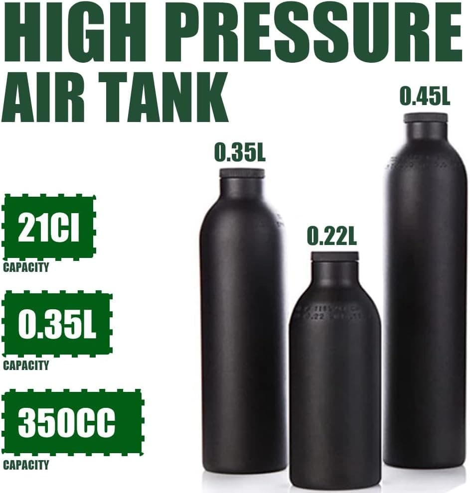 Aluminum 0.35L HPA Air Tank with M18*1.5 Regulator 800 psi for PCP Paintball 4
