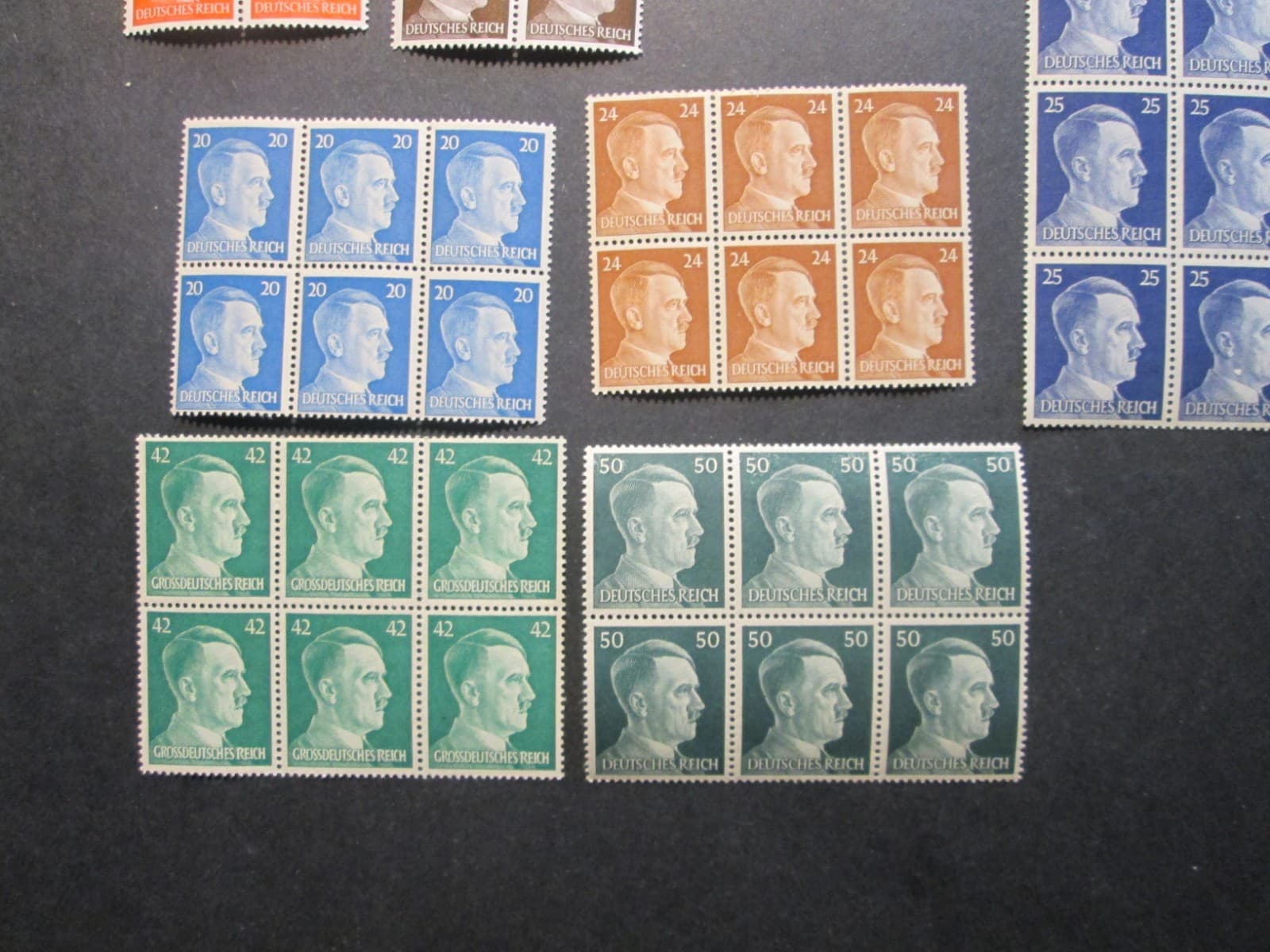 MNH Germany Europe WWII 3rd Reich Block of 6 Stamps Hitler Heads Scott HCV. 6