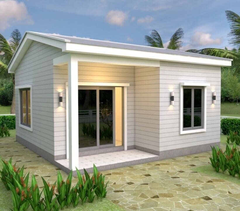 21x21 Feet Tiny House Plans 6.5x6.5 Meter 1 Bed 1 Bath Gable Roof (A4 Hard Copy)