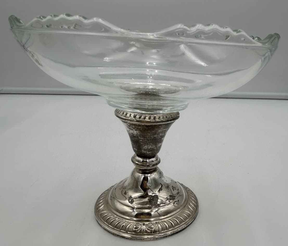 2 Frank M Whiting Sterling Silver 2000 Crystal Compote Bowls Dishes VTG 5