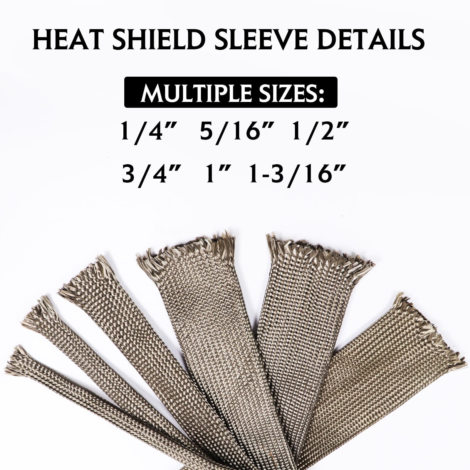 3/5" ID Titanium Heat Wrap Wire Shield Sleeve Adjustable Fuel Line Heat Shield 6