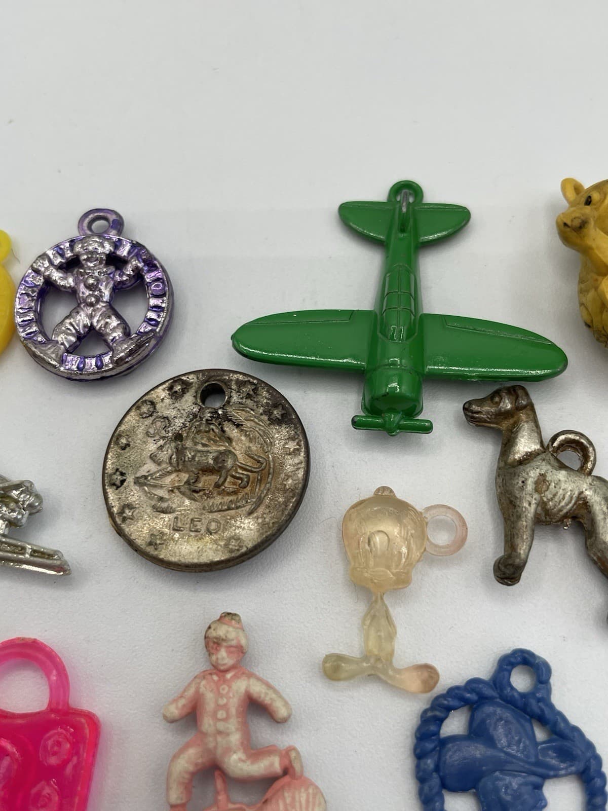 Vtg 1950s 60s Plastic Cracker Jack Prize Toy Plane Animals Tools Lot 4