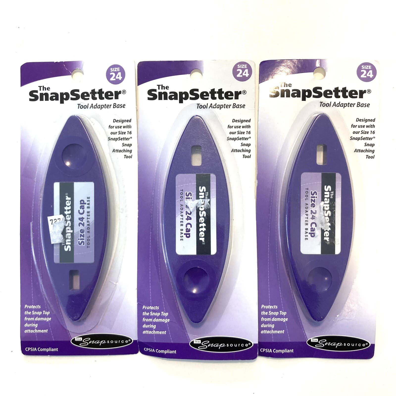 LOT OF 3 - USA Made The Snap Source SnapSetter CAP Tool Adapter Base - Size 24
