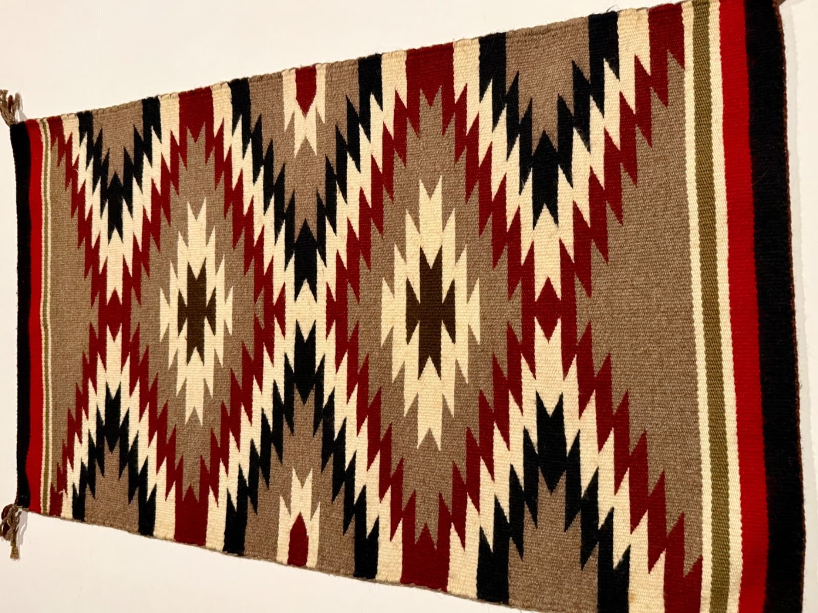 BEAUTIFUL NAVAJO GANADO RUG / TAPESTRY,SALTILLO SERRATED DIAMONDS,HANDSPUN,MINT! 5
