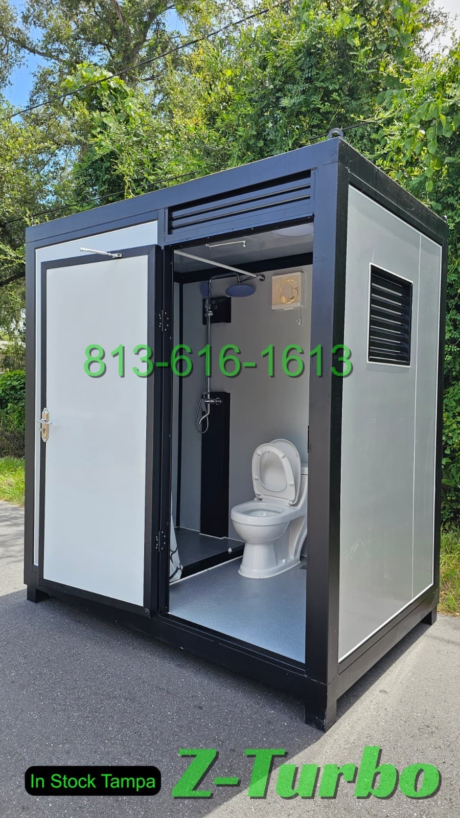 New  Economical Steel Frame Semi-permanent Portable Shower Toilet Combo Bathroom 3