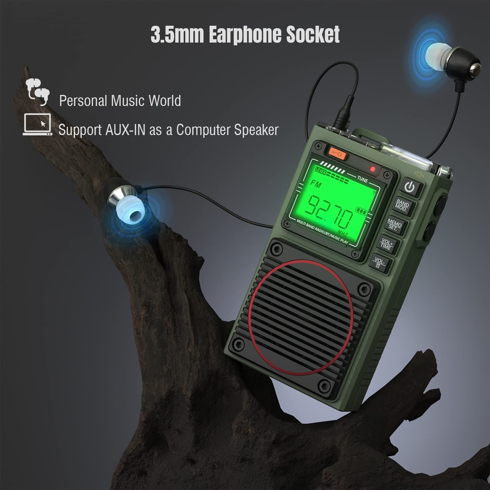 Raddy RF75A APP Control Shortwave Radio AM/FM/VHF/SW/WB Weather Radio Bluetooth 4