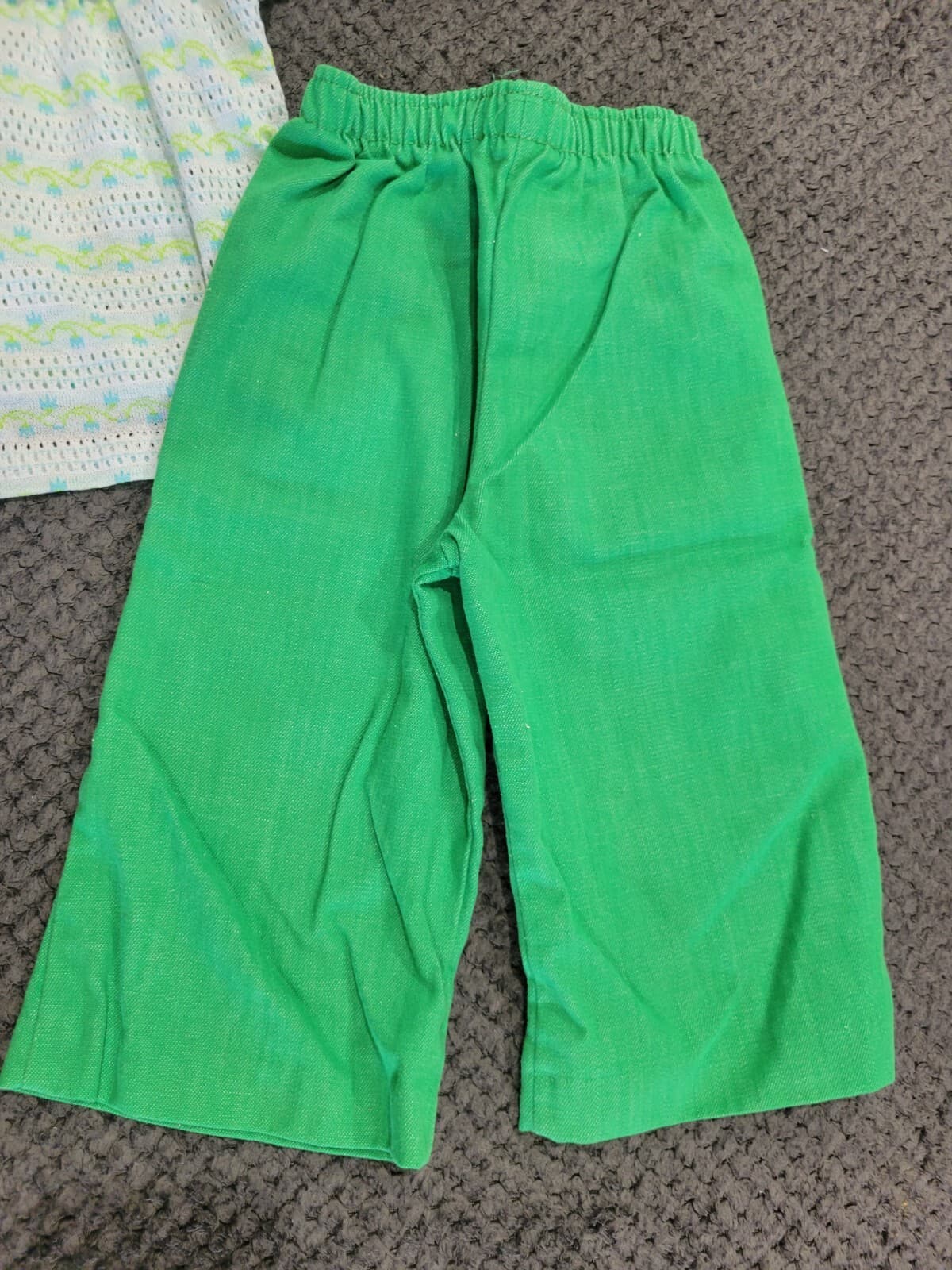 Vintage 80s Buster Brown Kmart Green Shirt Pants Size 12-18mo Toddler Girl Set 2