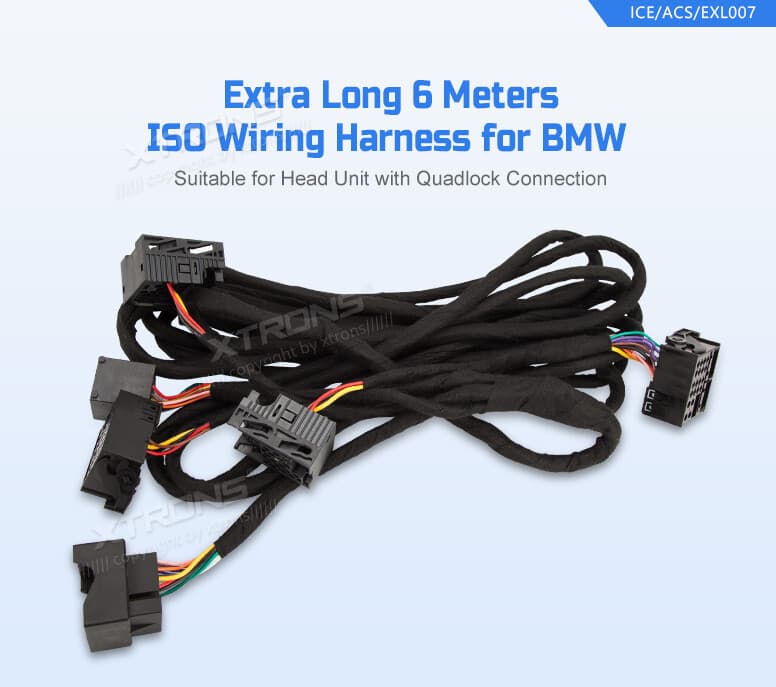6M Extra Long ISO Wiring Harness Connector Quadlock Fit For BMW E38 E39 E46 E53 2