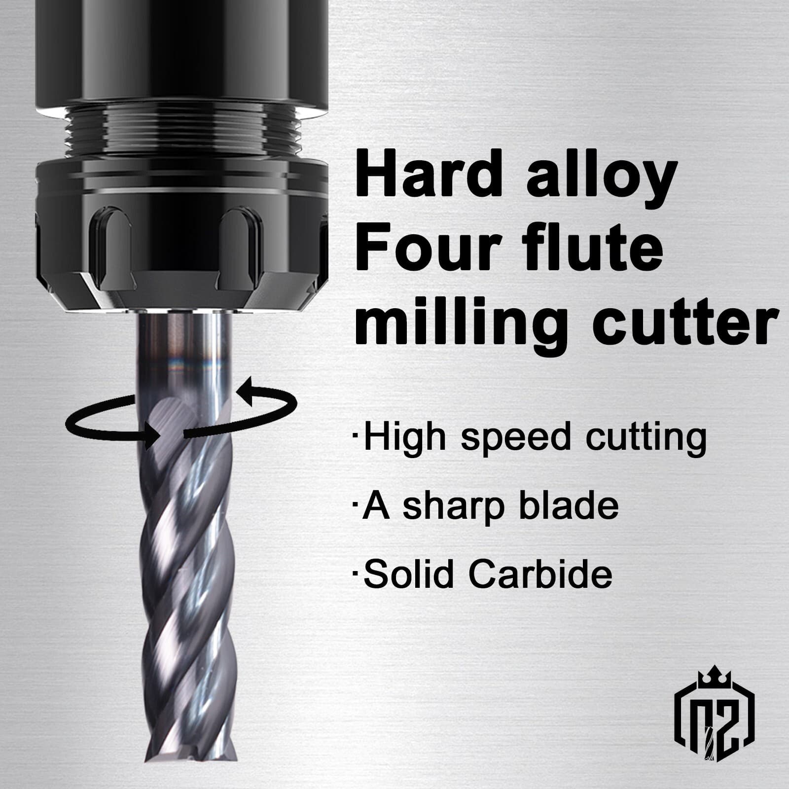 10 PCS 4 Flute 3/16" x 5/8" x 2" Long End Mill Solid Carbide - AlTiN Coated 4