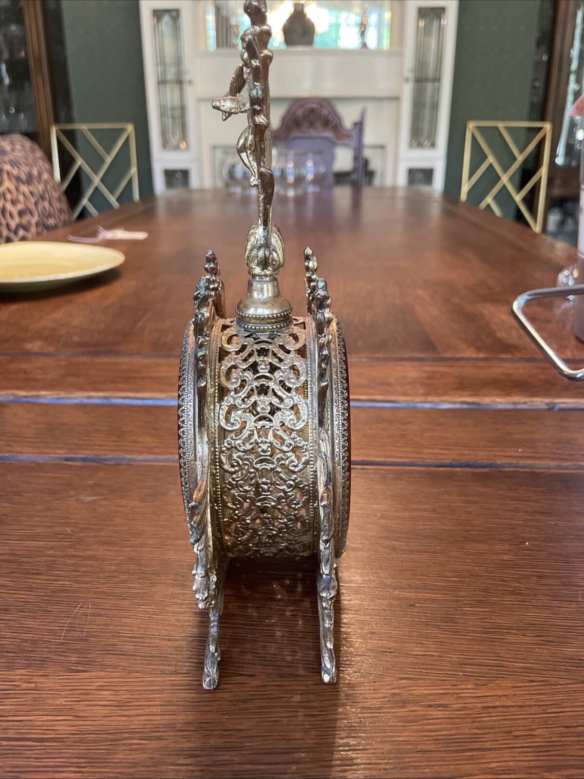 Vintage~Ormulo Matson~GOLD CHERUB Perfume Bottle AMBER GLASS VANITY Hollywood 4