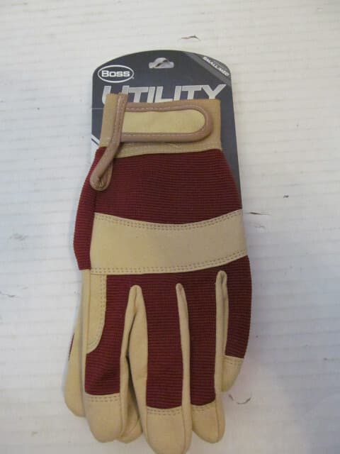 Westchester Womens Boss Utility Work/Garden Gloves, Tan/Red, Size S/M or M/L 2