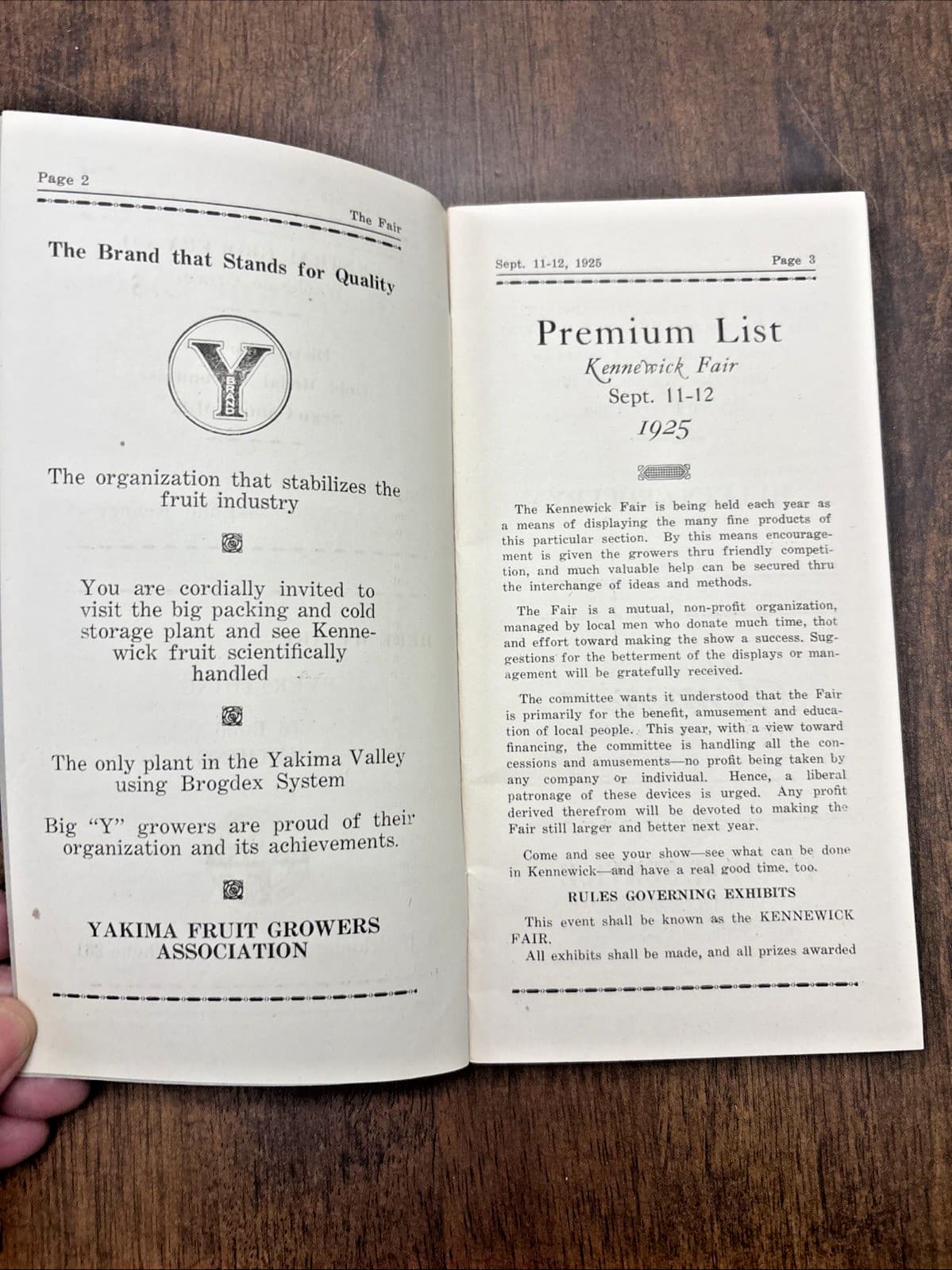 1925 Premium List Kennewick Fair Washington Advertisements Livestock Food 34 Pgs 2