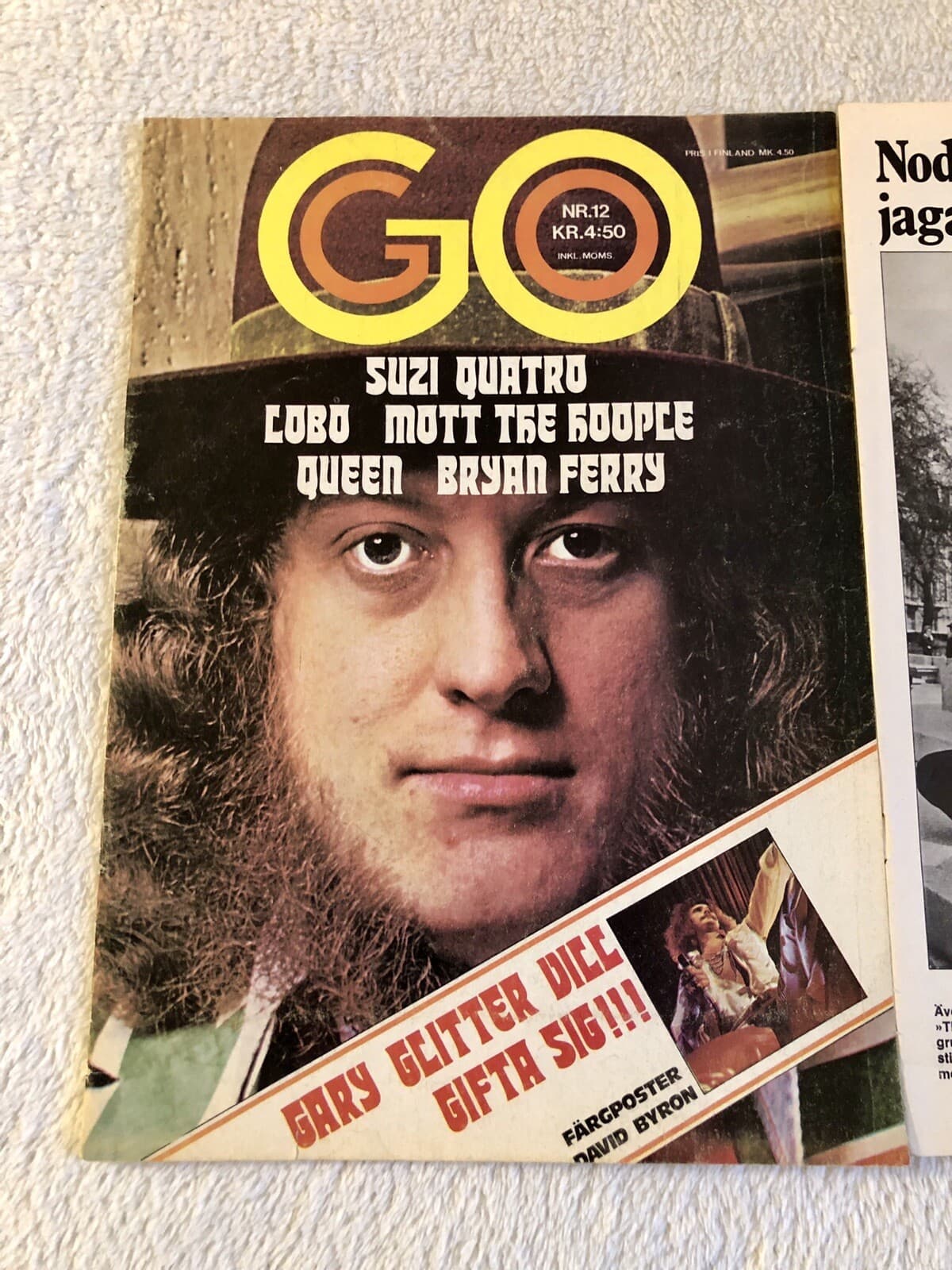 SLADE 1974 Clipping Swedish Poster Magazine GO 1970s Rare Vintage 3