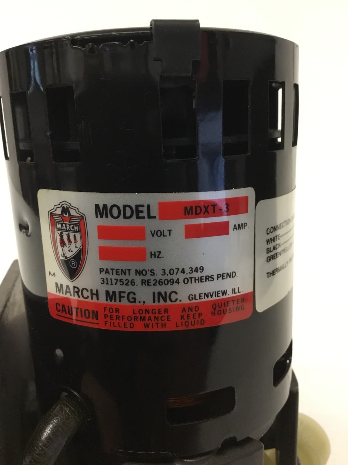 March MFG MDXT-3 Seal-Less Centrifugal Magnetic Pump 3500 RPM, 1/25 HP, WORKING 5