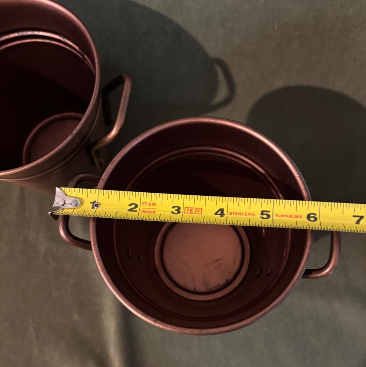 Smith & Hawken Copper Finish Planters with Handles Bucket Vase Set Of 2 6