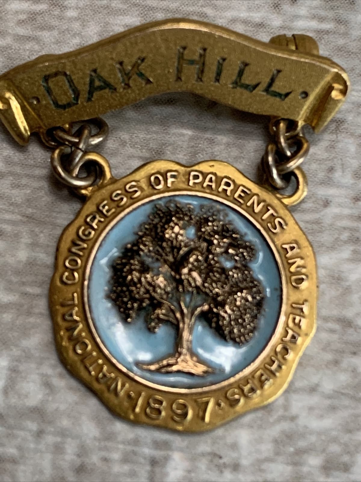 GOLD SERVICE PINS 2 Enameled PTA National Congress Parents Teachers 1897 Medal 2