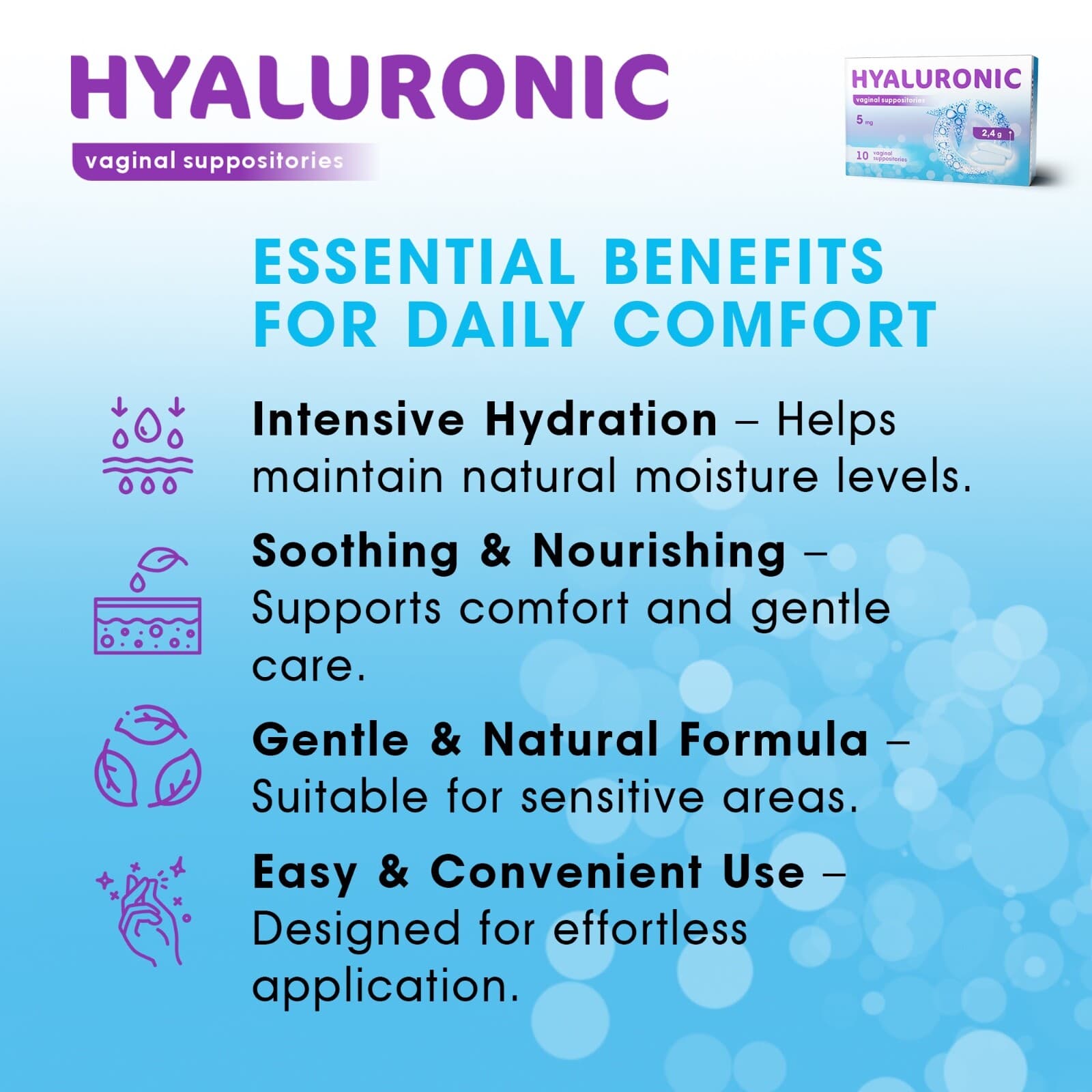 Hyaluronic Vaginal Suppositories - Vaginal Moisurizer - Natural and Hormone Free 4