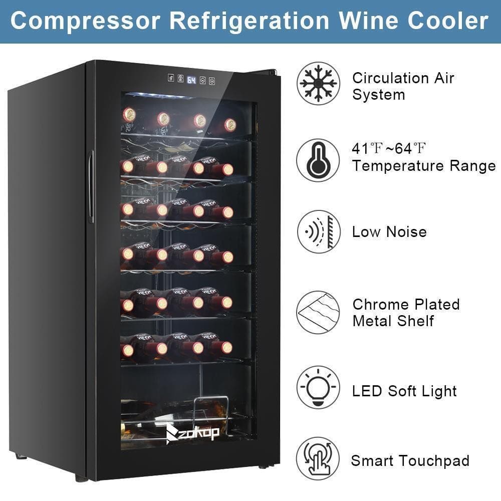 Zokop 28 Bottles Champagne Wine Cooler Refrigerator Cellar Digital LED Storage 5