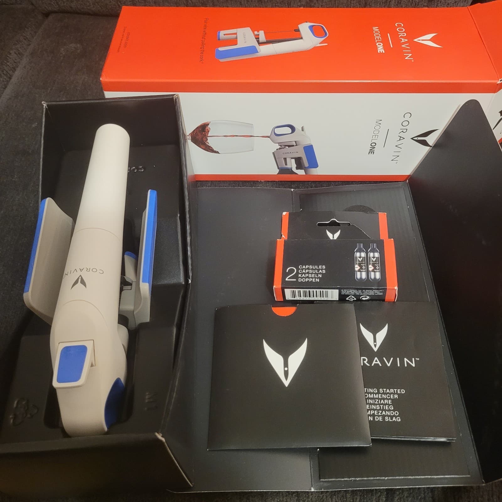 Coravin Model One 1 Wine Preservation System Plus 2 Argon Cartridges 5